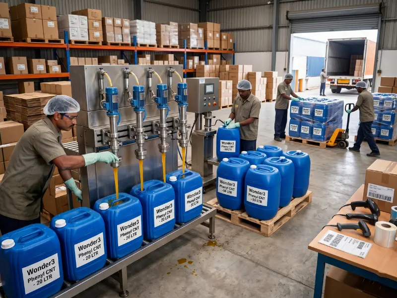 Cleaning products manufacturing in factory